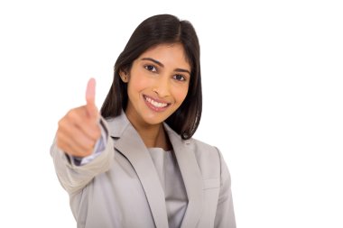 Business executive vererek başparmak yukarı