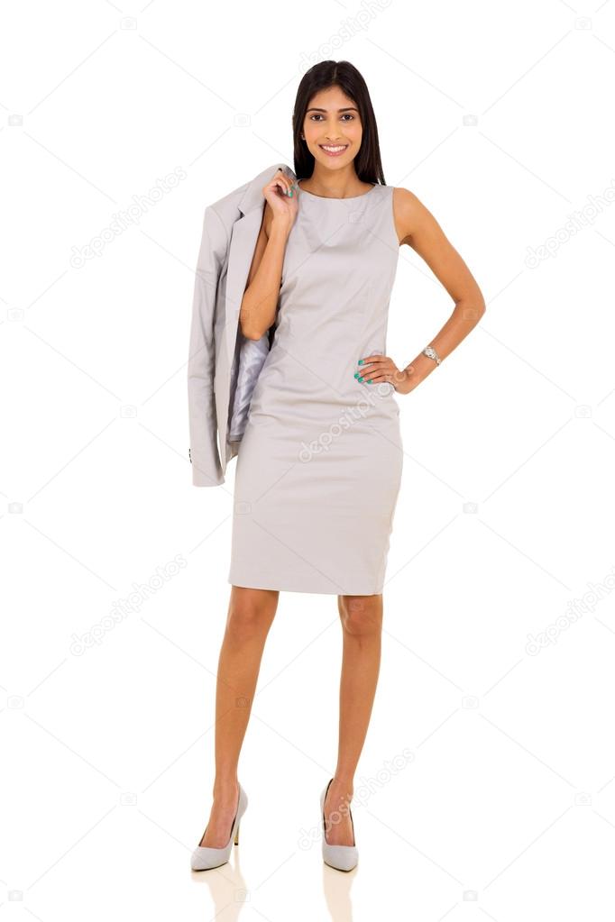 businesswoman carrying a jacket