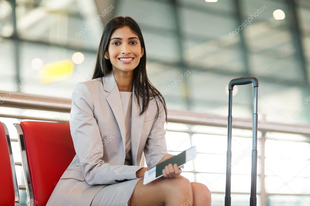 woman waiting at airport