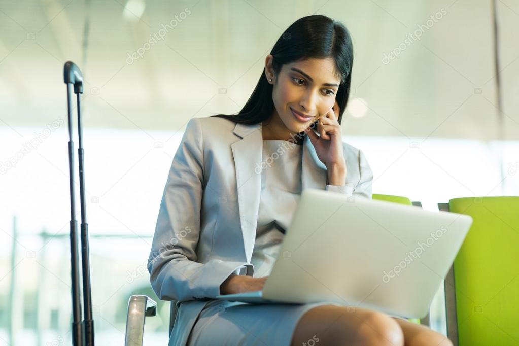 businesswoman using laptop computer