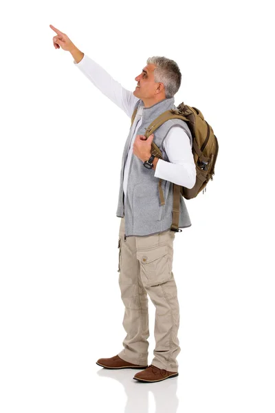 Tourist pointing by hand — Stock Photo, Image