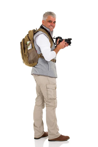 Hiker anläggning digitalkamera — Stockfoto