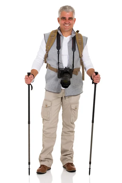 Männlicher Wanderer mit Kamera — Stockfoto