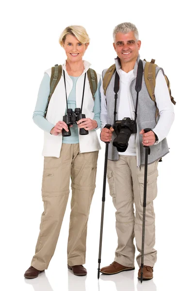 徒步旅行者带照相机和双筒望远镜 — 图库照片