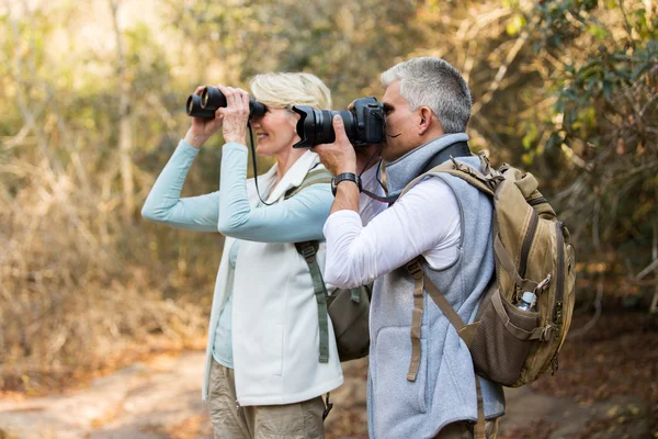 Senior hikers at valley — Stock Photo, Image