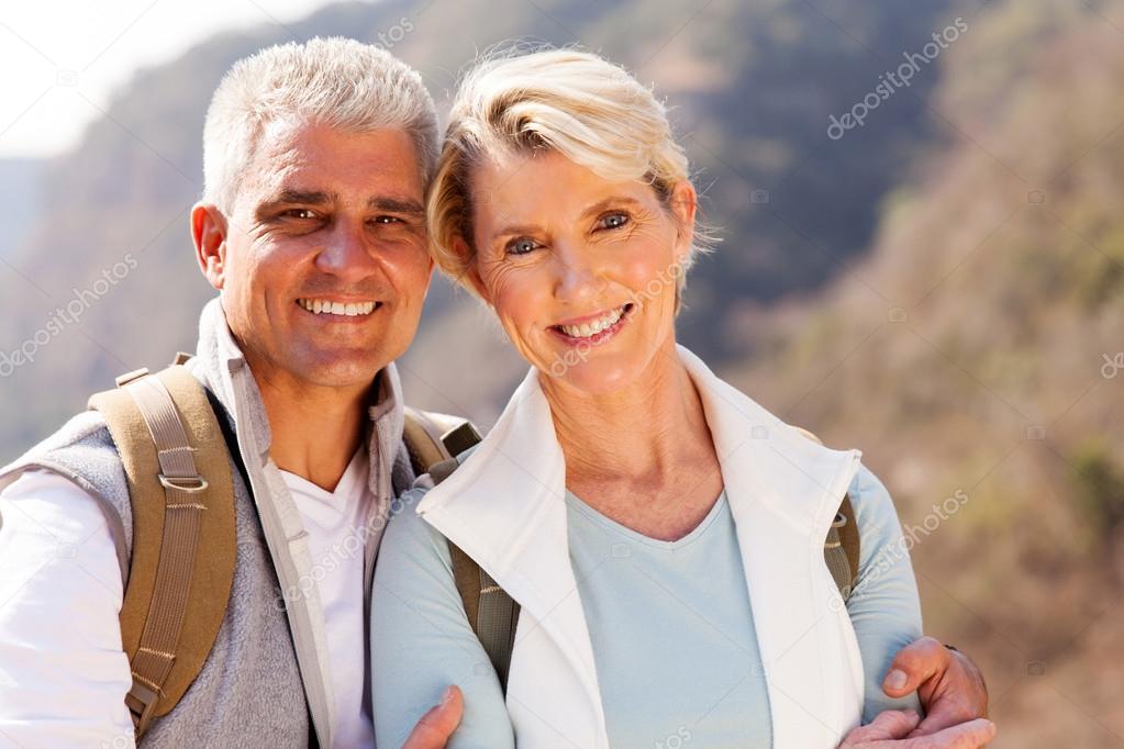 Couple hiking in mountain