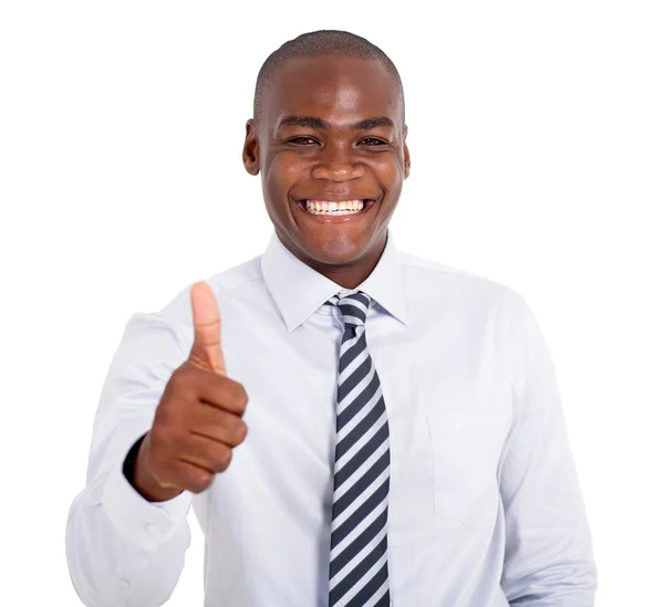 Businessman giving thumb up — Stock Photo, Image