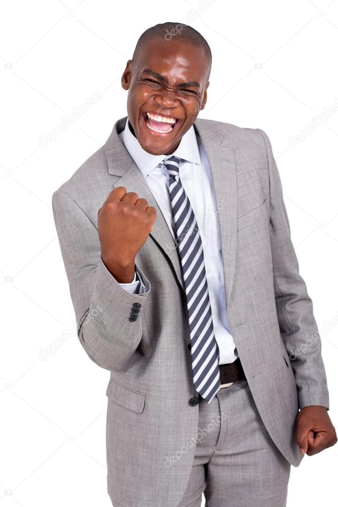 business man holding fists