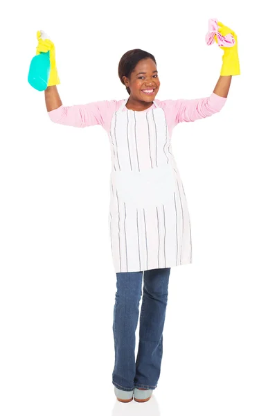 Housewife holding cleaning product — Stock Photo, Image