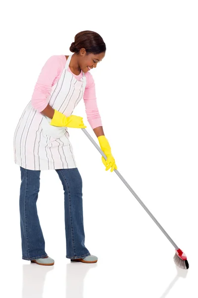 American woman with broom — Stock Photo, Image