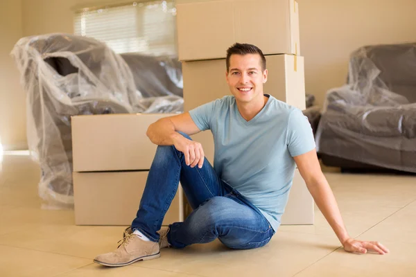 Young man sitting on floor — Stock Photo, Image