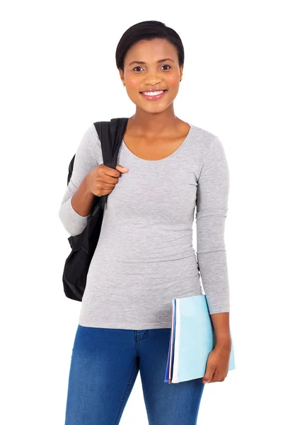 Africano college donna holding libro — Foto Stock