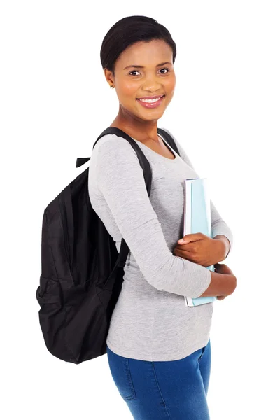 Africano universidad mujer holding libro — Foto de Stock