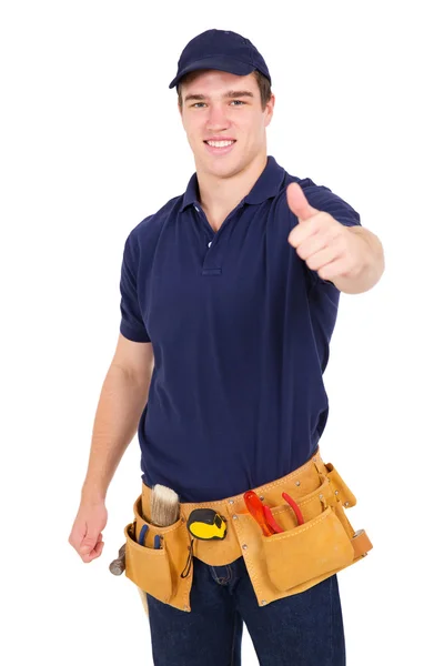 Handyman ger tummen upp — Stockfoto