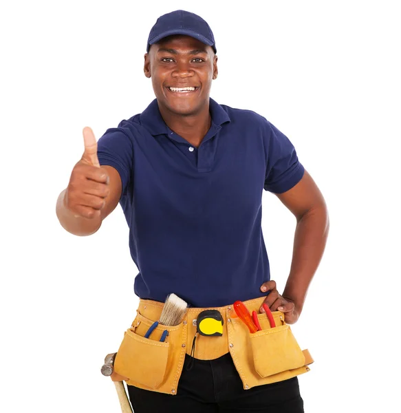 Handyman ger tummen upp — Stockfoto