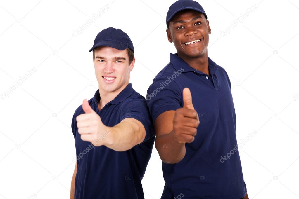 co-workers giving thumbs up