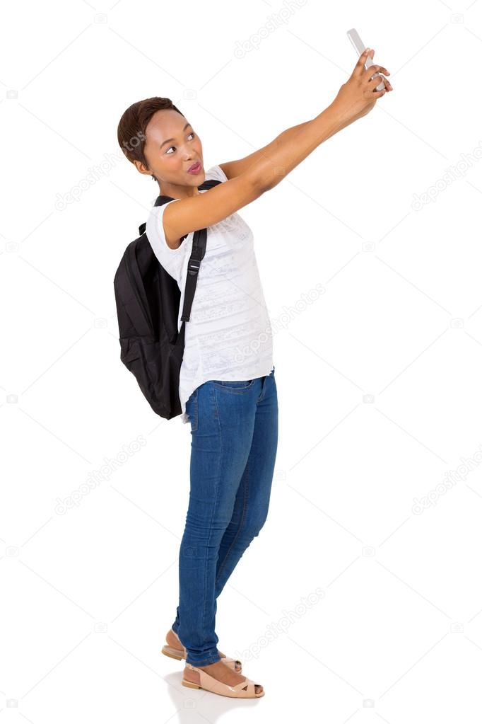 student taking selfie