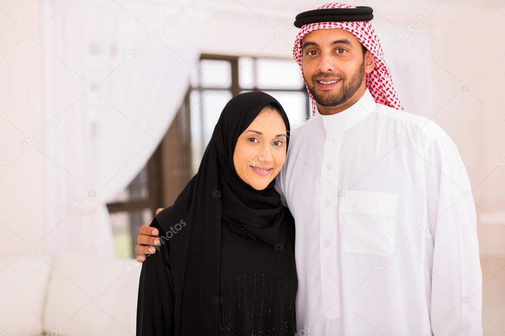 muslim couple at home