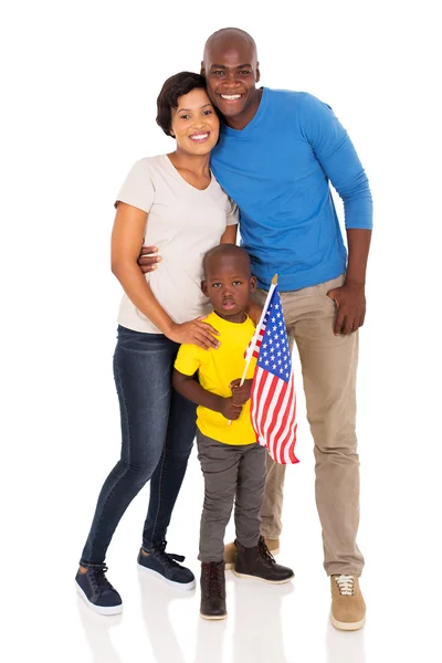 Afroamerikansk familie med usa-flagg – stockfoto