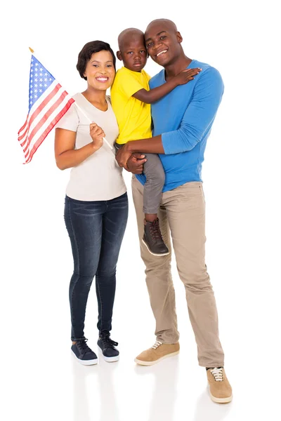 Afrikanisch-amerikanische Familie mit US-Flagge Stockbild