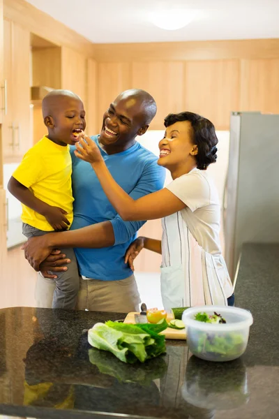 Family in home kitchen — Stock Photo, Image