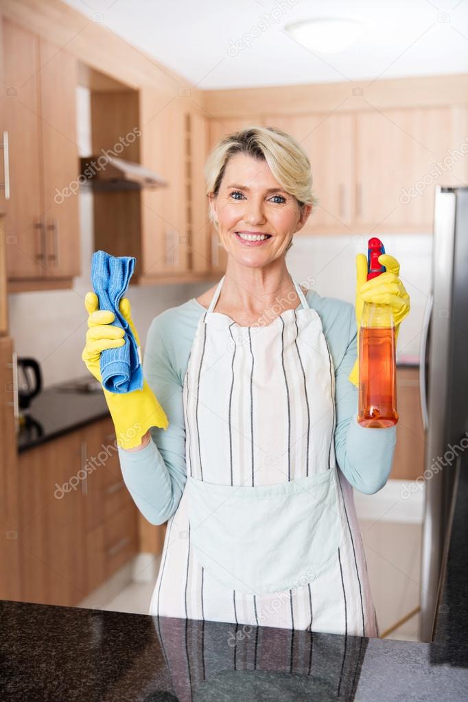 senior woman doing housework