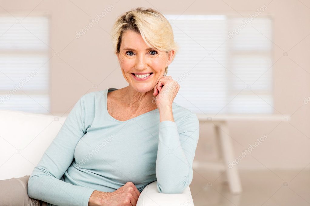 woman sitting on sofa