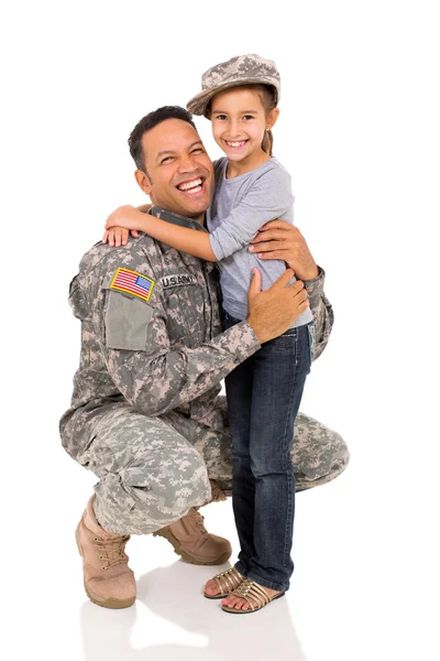 Militar homem e filha — Fotografia de Stock