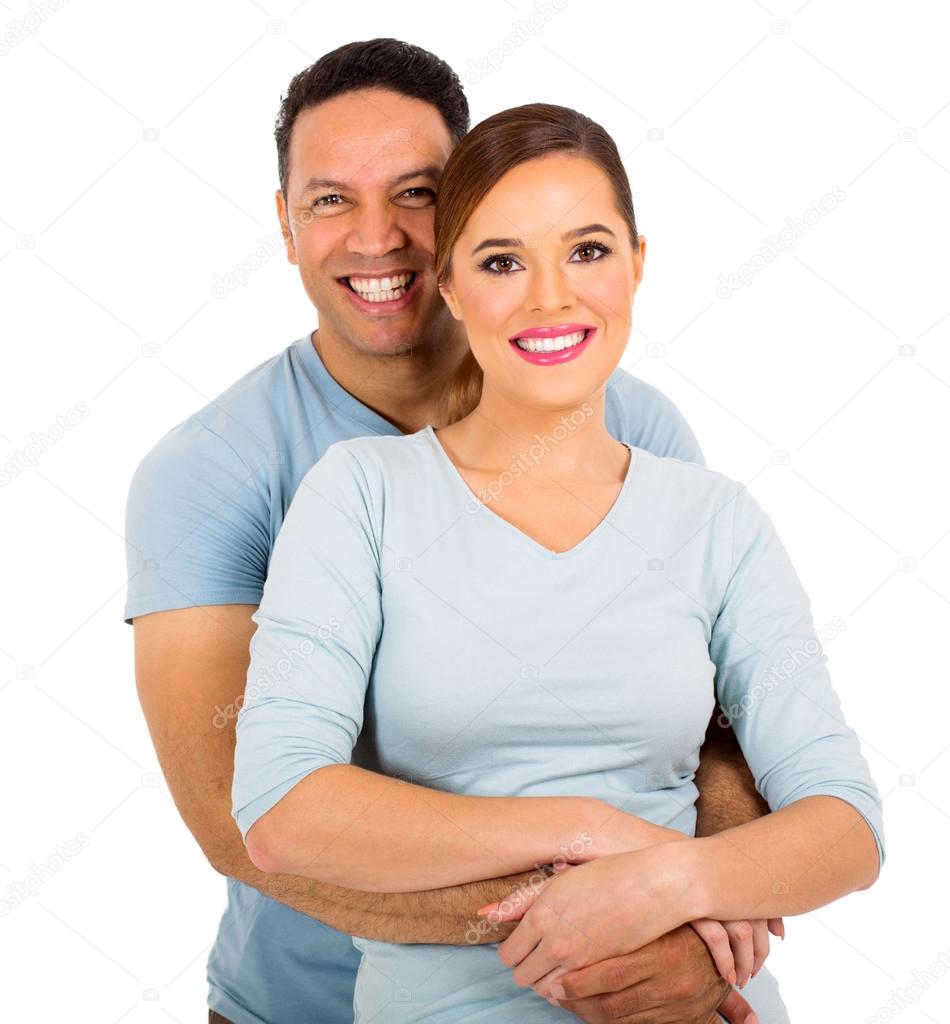 happy couple embracing