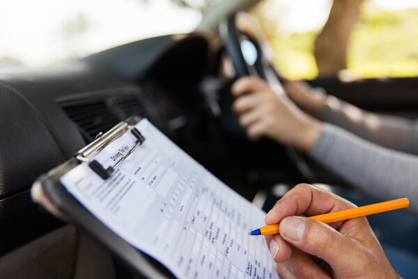 student driver taking driving test