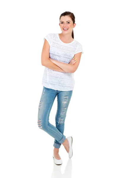 Teen girl with arms folded — Stock Photo, Image