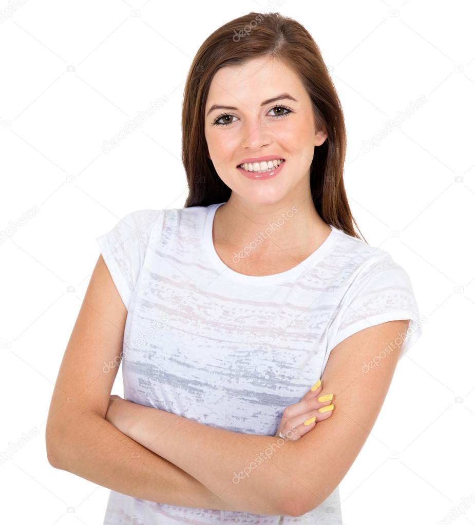 teen girl with arms folded