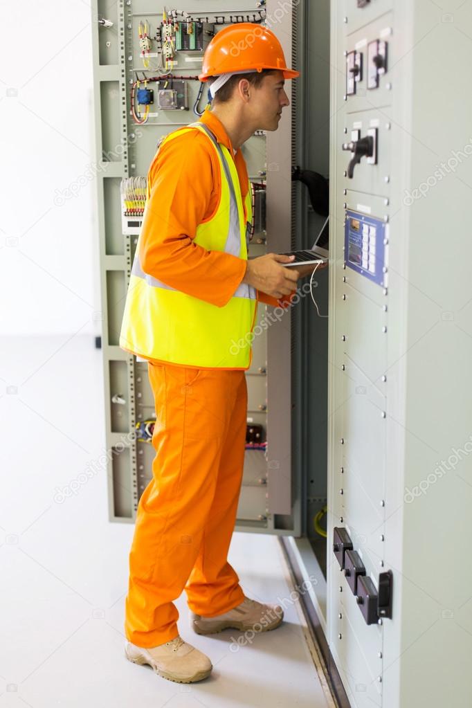 engineer using laptop computer