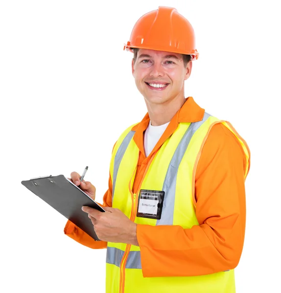 Electrical engineer holding clipboard — Stock Photo, Image