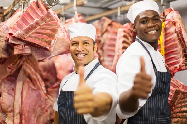 Slaktare ger tummen upp — Stockfoto