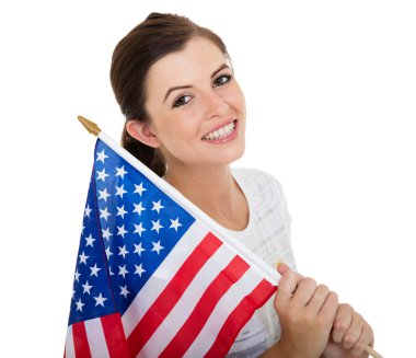 ABD bayrağı tutan kız