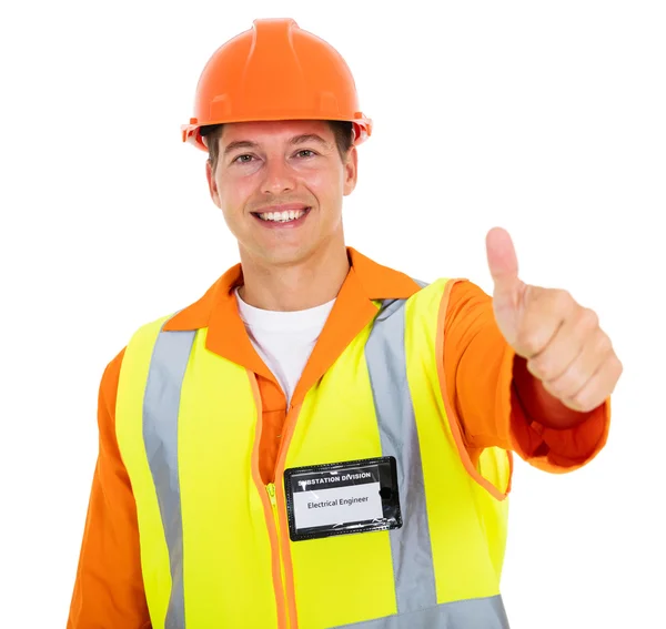 Electrician showing thumb up — Stock Photo, Image