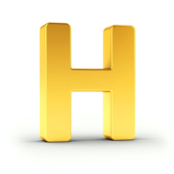 Буква H як полірований золотий об'єкт з відсічним контуром — стокове фото