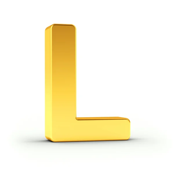 The letter L as a polished golden object with clipping path — Stock Photo, Image