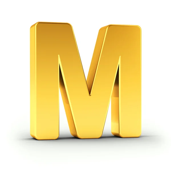 La letra M como un objeto dorado pulido con recorte de ruta — Foto de Stock
