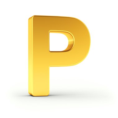 Kırpma yolu ile parlak altın nesnesi olarak P harfi