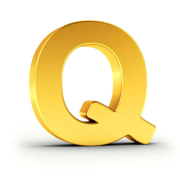 The letter Q as a polished golden object with clipping path — Stock Photo, Image