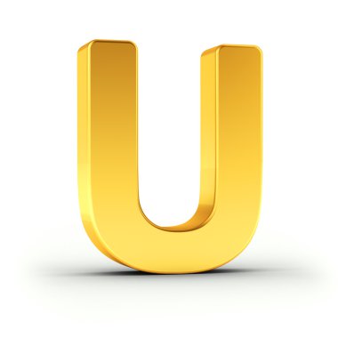 Kırpma yolu ile parlak altın nesnesi olarak U Harfi