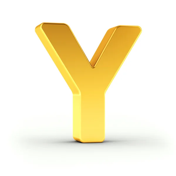 The letter Y as a polished golden object with clipping path — Stock Photo, Image