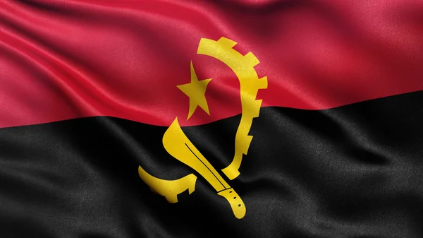 Bandeira de Angola acenando ao vento — Fotografia de Stock