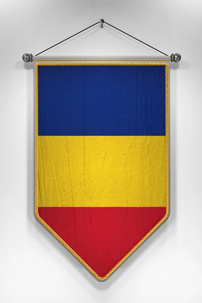 Romania Flag Pennant — Stock Photo, Image