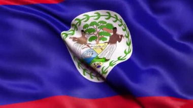 Belize bayrağının rüzgarda dalgalanan kusursuz halkası. 3 Boyutlu Canlandırma.