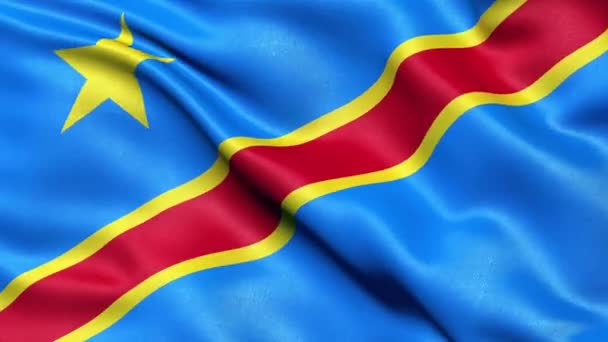 Demokratik Kongo Cumhuriyeti Bayrağı Kusursuz Döngü Boyutlu Canlandırma — Stok video