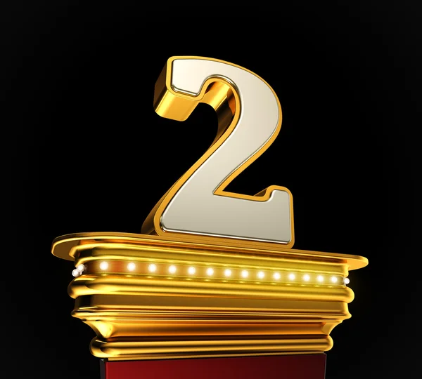 Number Two on golden platform — Stock Photo, Image