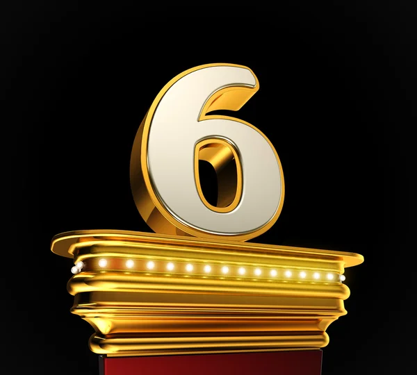 Nummer zes op gouden platform — Stockfoto